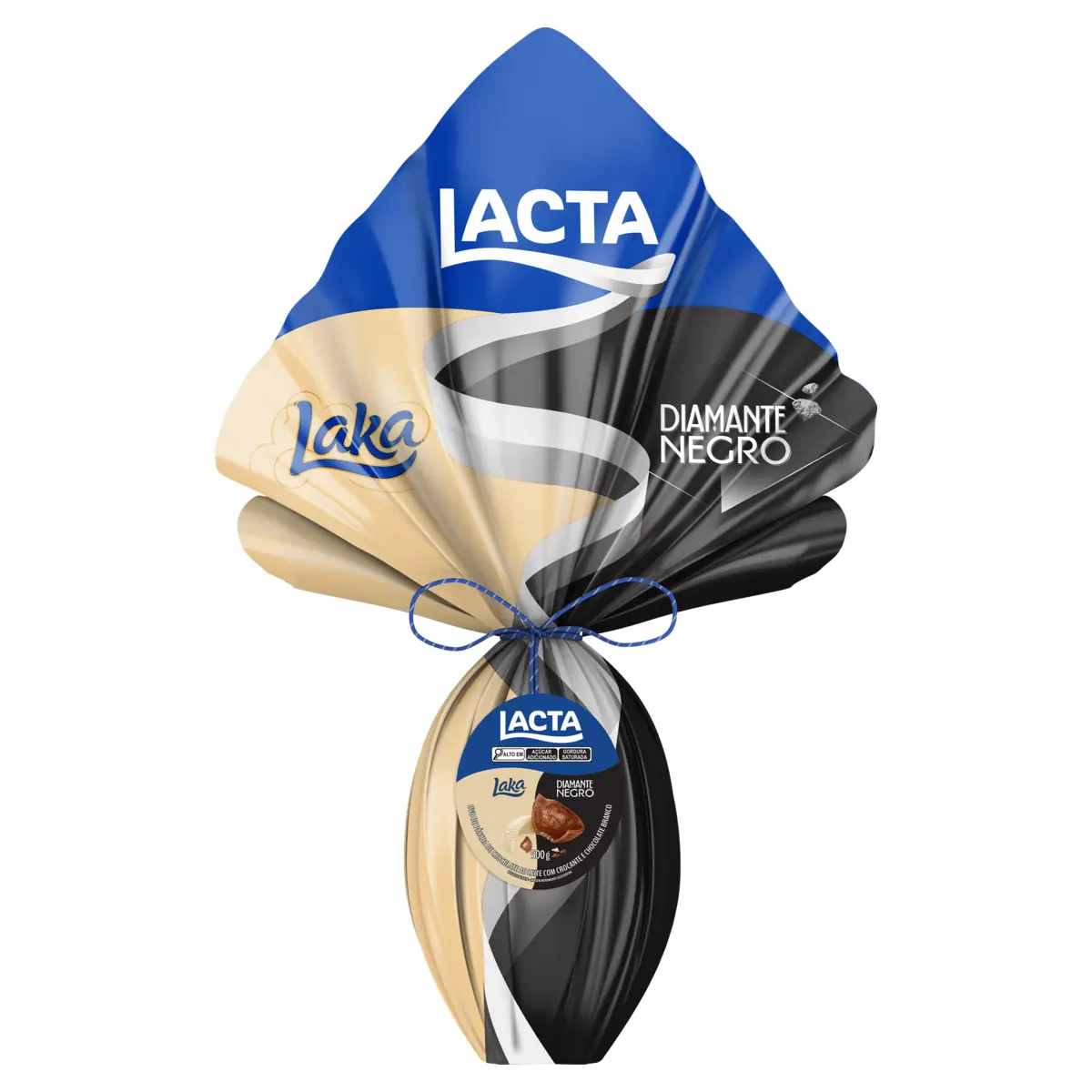 Ovo De Páscoa Ao Leite E Branco Laka Diamante Negro Lacta 494g