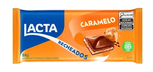 Chocolate Ao Leite Recheio Caramelo Lacta Recheados Pacote 104g