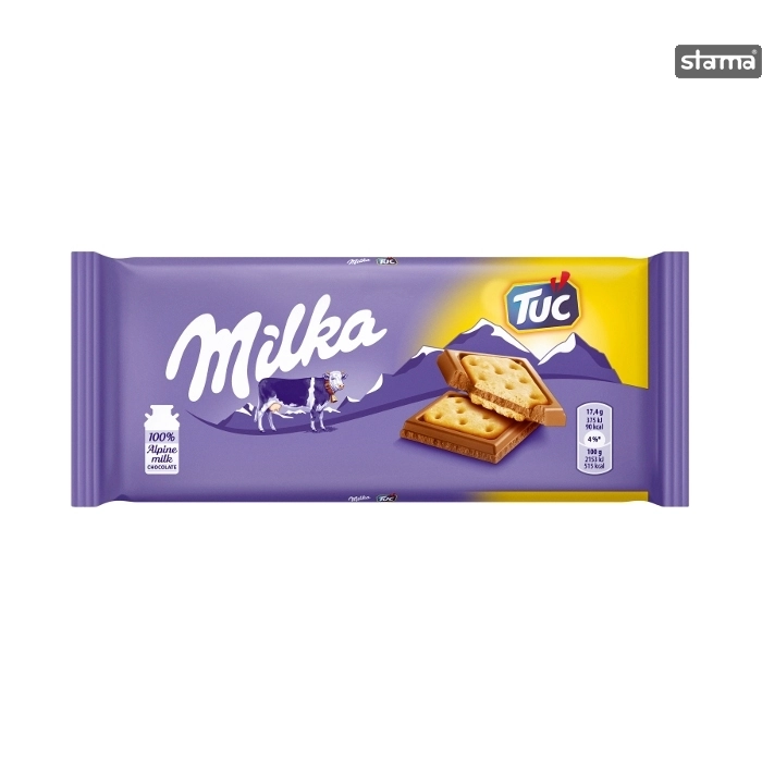 Chocolate Ao Leite Com Biscoito Salgado Tuc Milka Pacote 87g