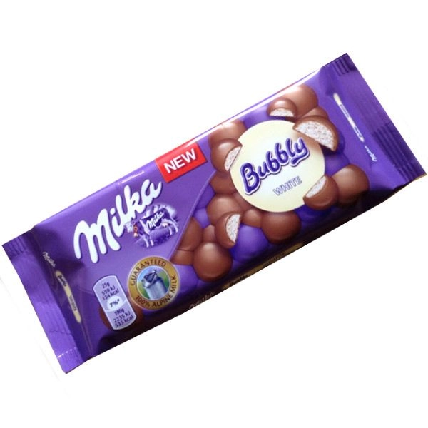 Chocolate Ao Leite E Branco Milka Bubbly Pacote 95g