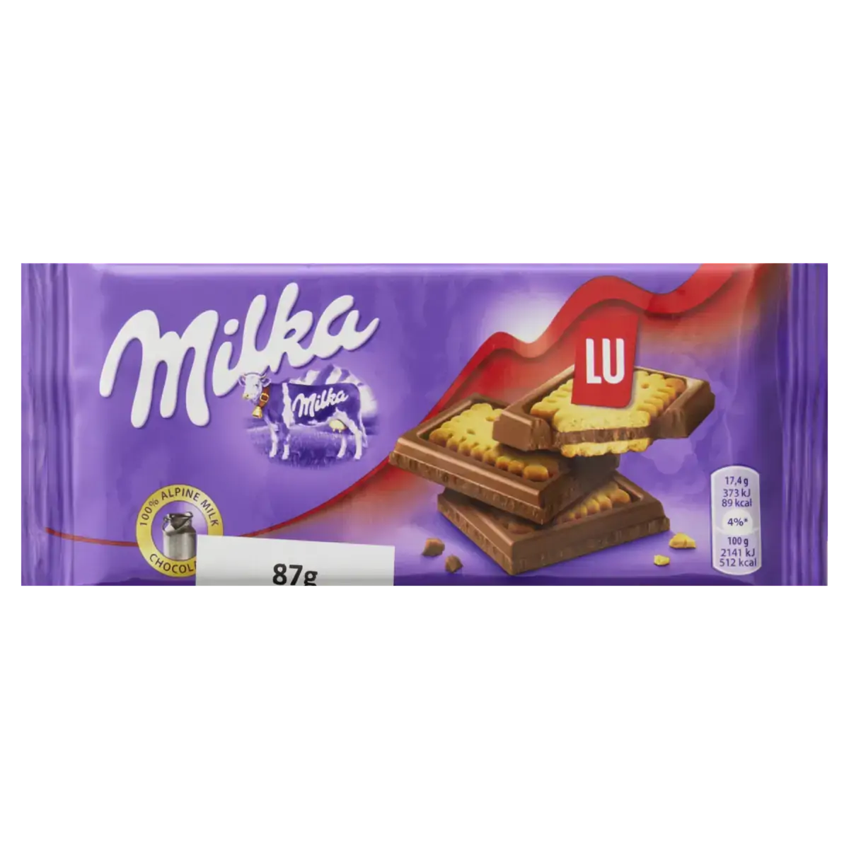 Chocolate Ao Leite Com Biscoito Lu Milka Pacote 87g