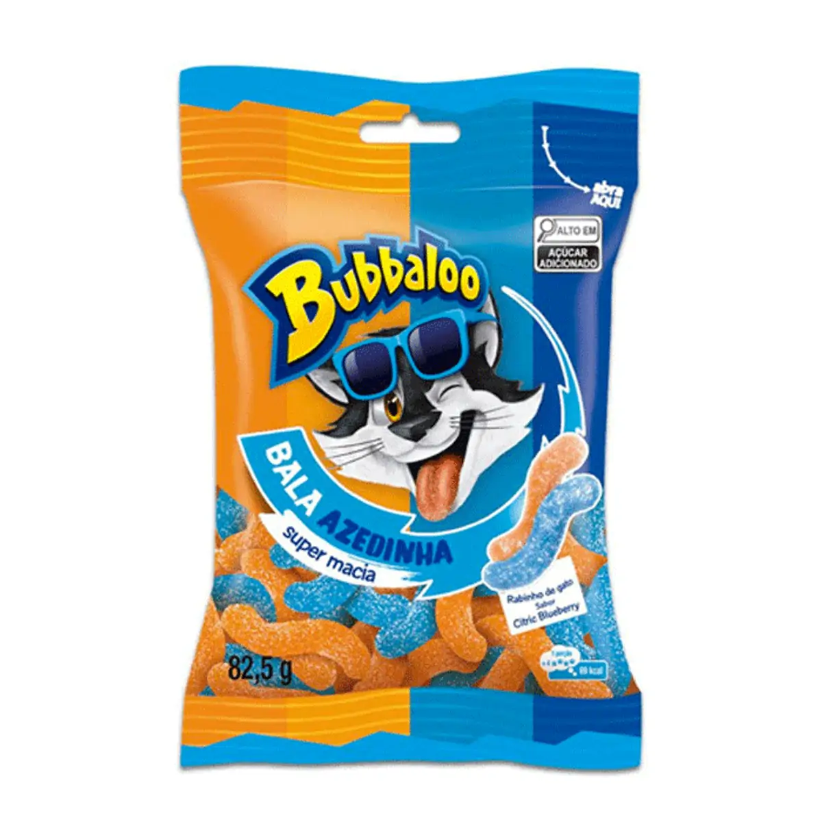 Bala Macia Bubbaloo Citric Blueberry Mix 82,5g