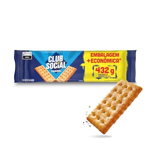 Pack Biscoito Original Club Social Pacote 432g 18 Unidades Embalagem Econômica