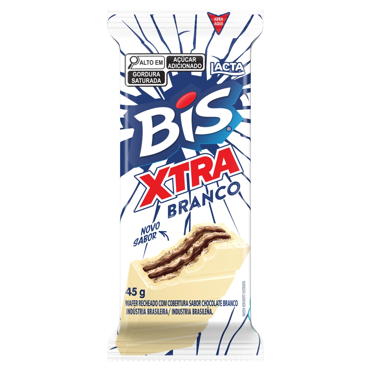 Wafer Cobertura Chocolate Branco Lacta Bis Xtra Pacote 45g