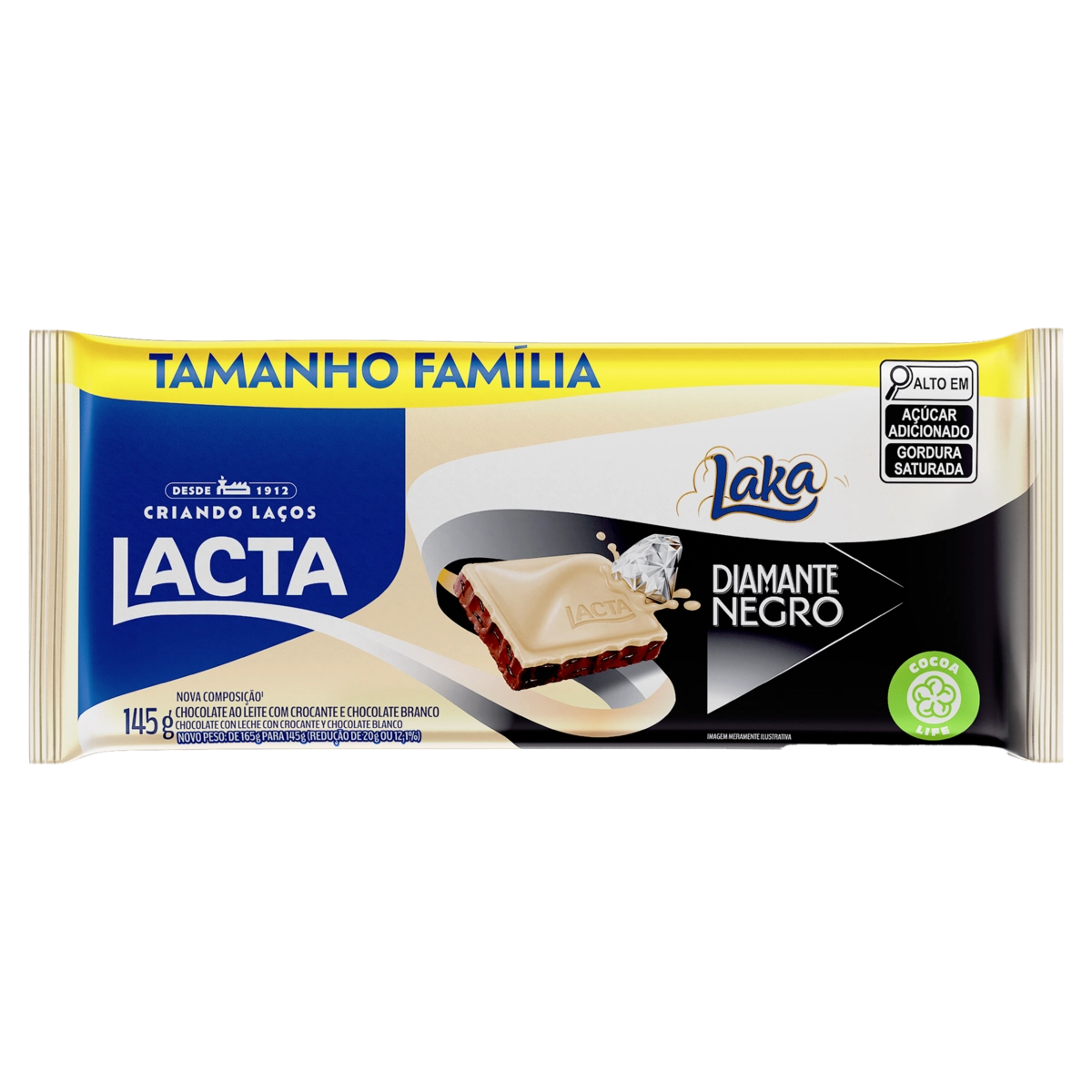Chocolate Ao Leite E Branco Lacta Laka Diamante Negro Pacote 145g Tamanho Família