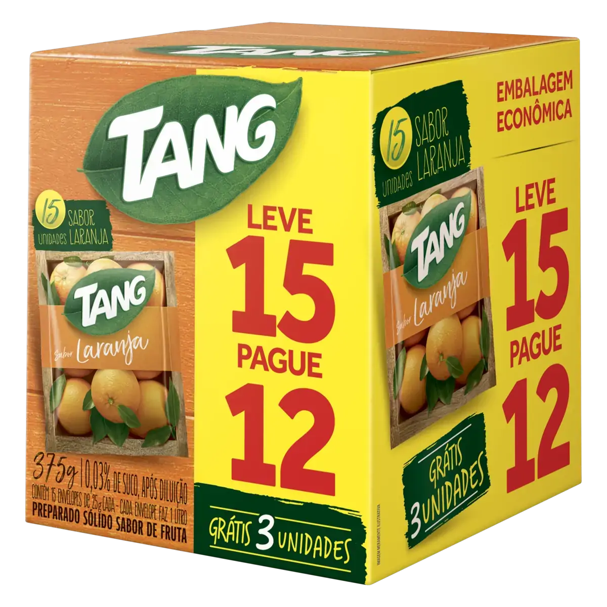 Pack Refresco Em Pó Laranja Tang Caixa 375g Leve 15 Pague 12 Unidades Embalagem Econômica