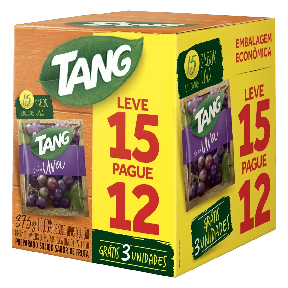 Pack Refresco Em Pó Uva Tang Caixa 375g Leve 15 Pague 12 Unidades Embalagem Econômica
