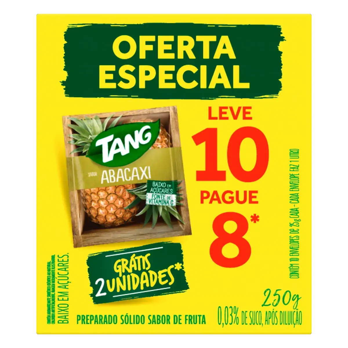 Refresco em Pó Abacaxi Tang Caixa 250g Leve 10 Pague 8 Unidades