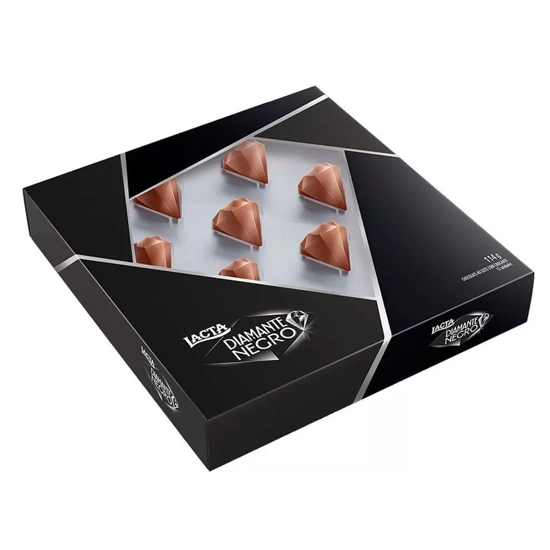 Chocolate Ao Leite Lacta Diamante Negro Caixa 114g 12 Unidades