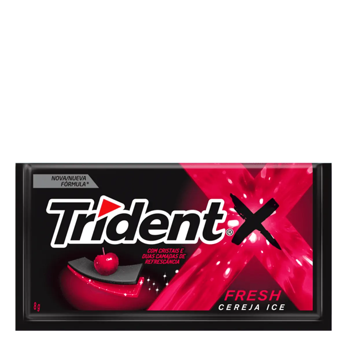 Goma de Mascar Cereja Zero Açúcar Trident Xfresh Envelope 8g 5 Unidades