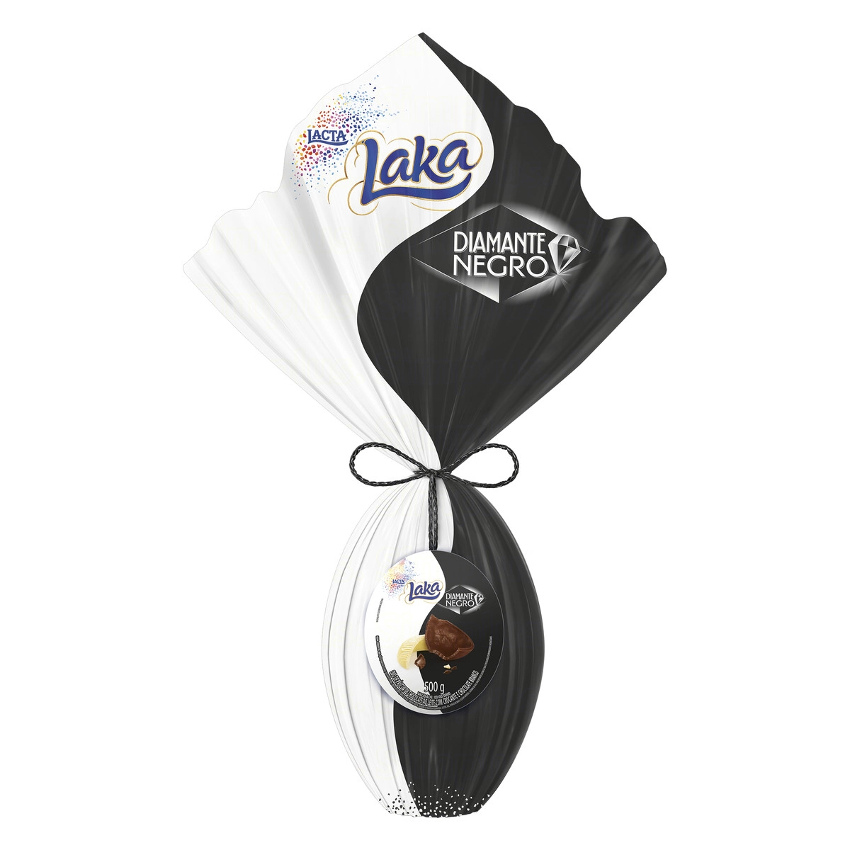 Ovo de Páscoa 1/2 DIAMANTE NEGRO 1/2 LAKA 500g