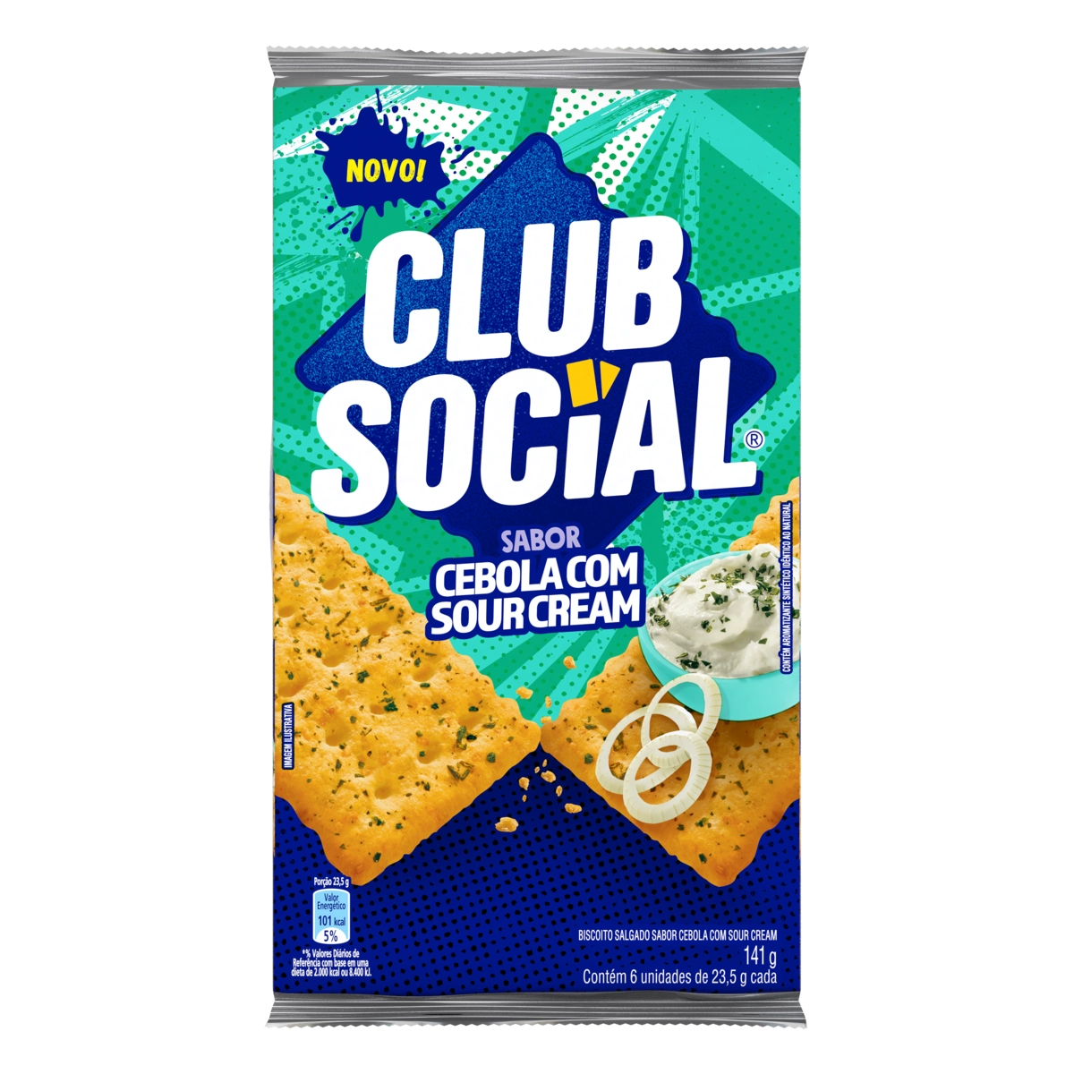 Biscoito Cebola Com Sour Cream Club Social Pacote 23,5g