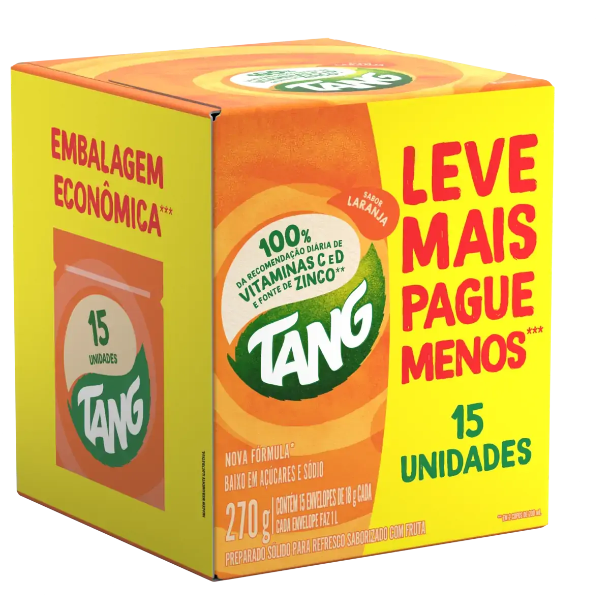 Refresco Laranja Tang Caixa 270g 15 Unidades Embalagem Econômica Leve Mais Pague Menos
