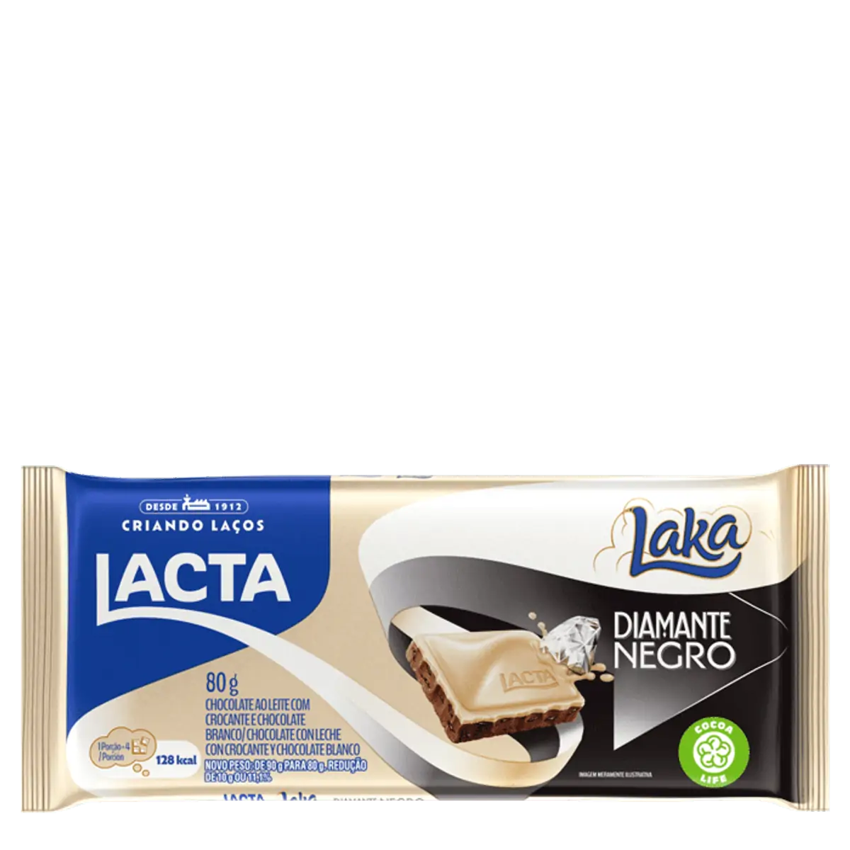 Chocolate Branco e ao Leite Diamante Negro Laka 80g