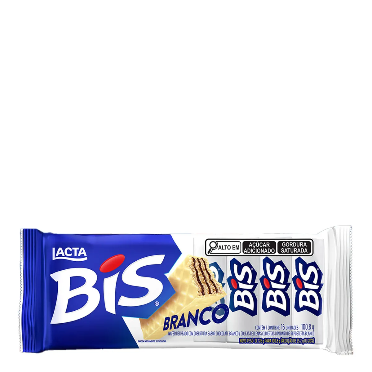 Wafer Recheio e Cobertura Chocolate Branco Lacta Bis Pacote 100,8g
