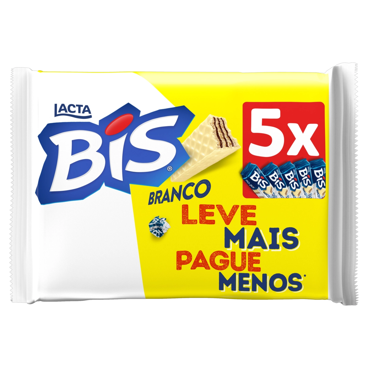 Pack Wafer Recheio E Cobertura Chocolate Branco Lacta Bis Pacote 504g 5 Unidades Leve Mais Pague Men