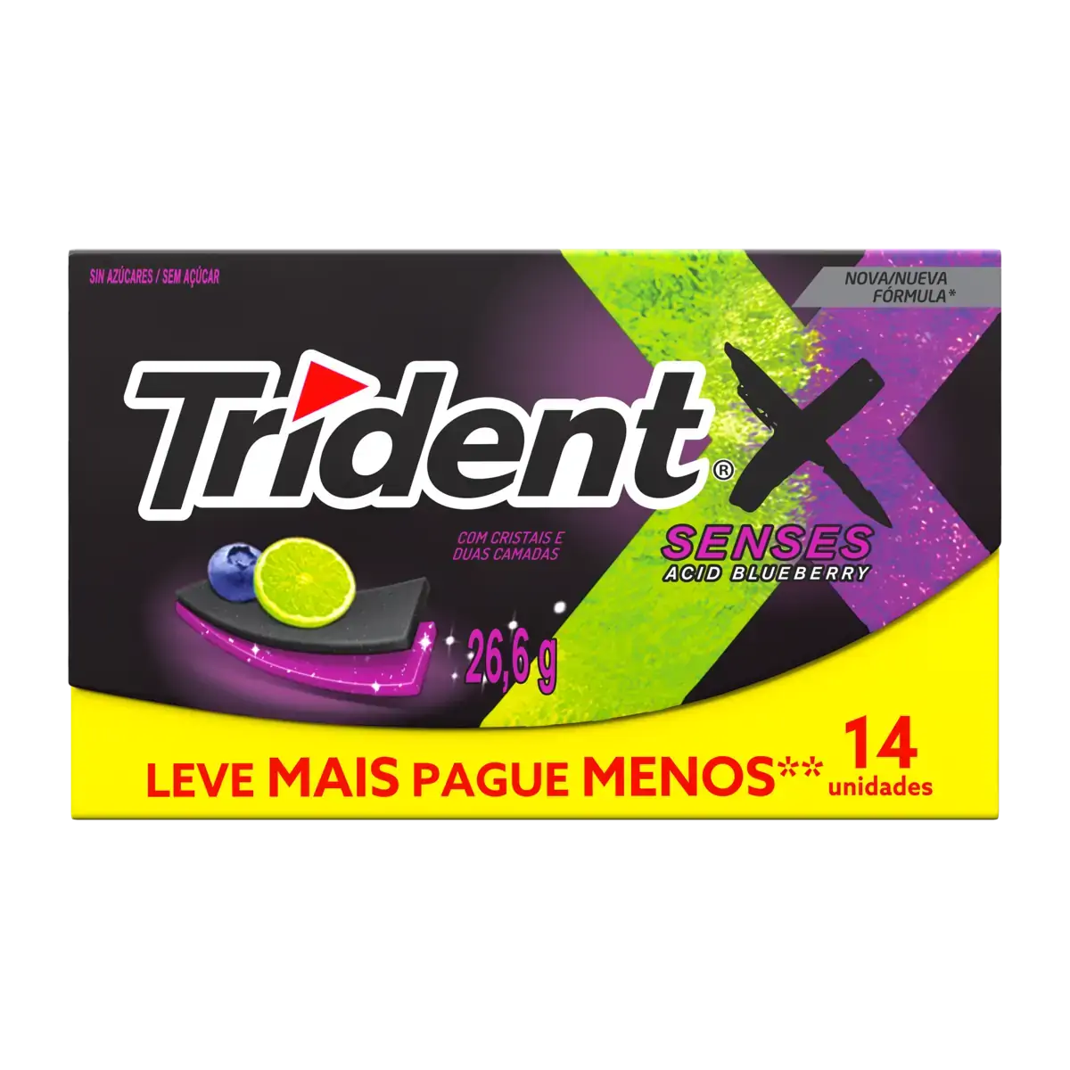 Goma de Mascar Sabor Blueberry Trident Xsenses Citrus 26,6 g
