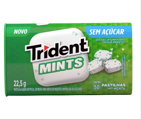 Pastilha Menta Zero Açúcar Trident Mints Lata 22,5g 50 Unidades