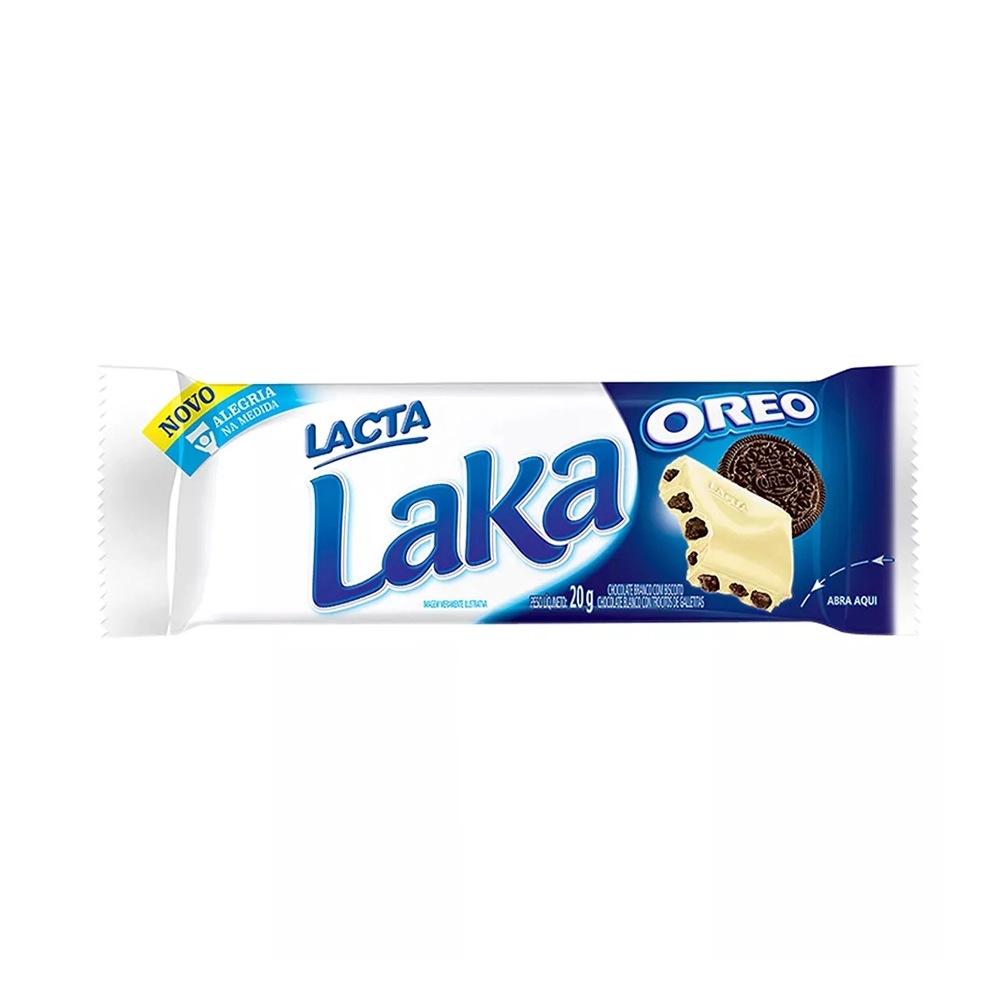 Chocolate Branco Com Biscoito Oreo Lacta Laka Pacote 20g