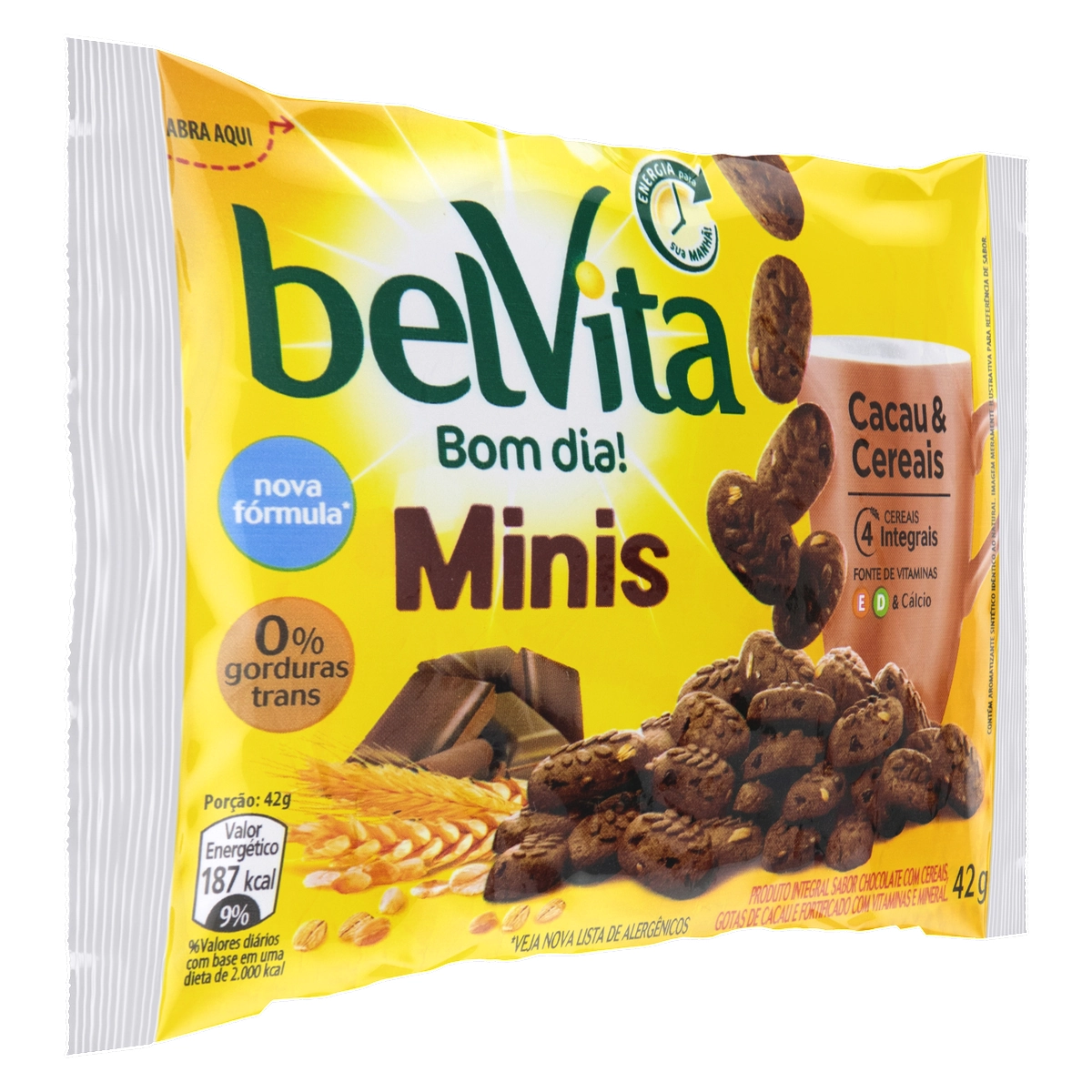 Biscoito Integral Cacau Cereais Belvita Minis Pacote 42g