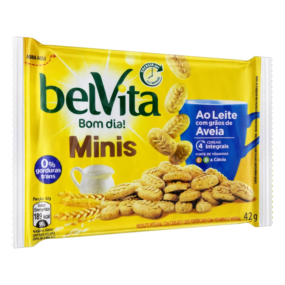 Minibiscoito Integral Leite Com Grãos De Aveia Belvita Pacote 42g