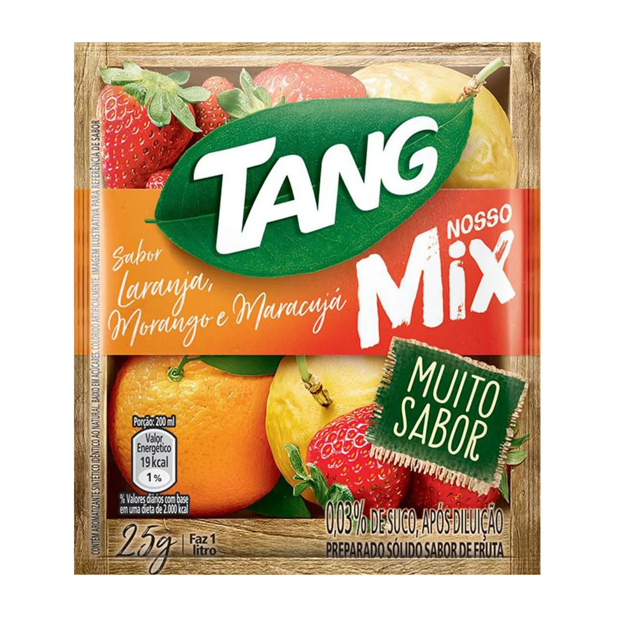 Refresco Em Pó Laranja, Morango E Maracujá Tang Nosso Mix Pacote 25g