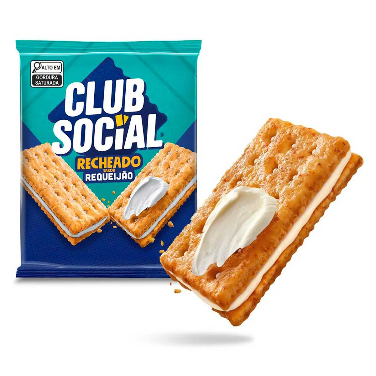 Biscoito Salgado Club Social Recheado Requeijao multipack 106g