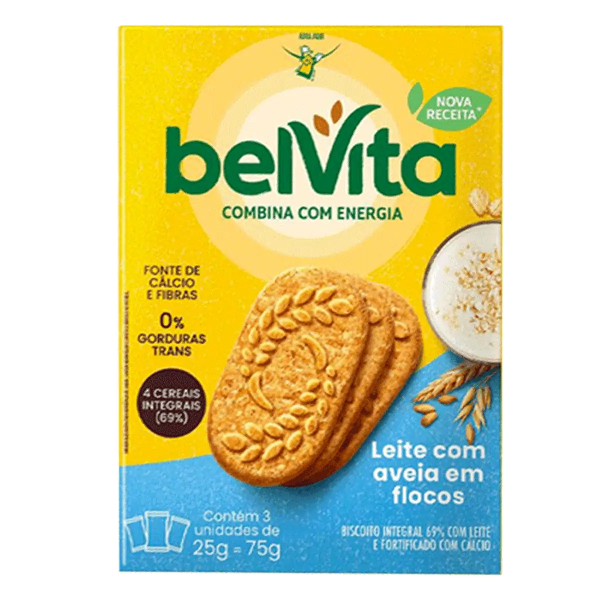 Biscoito BelVita Leite E Aveia Multipack 75g com 3 Unidades de 25g