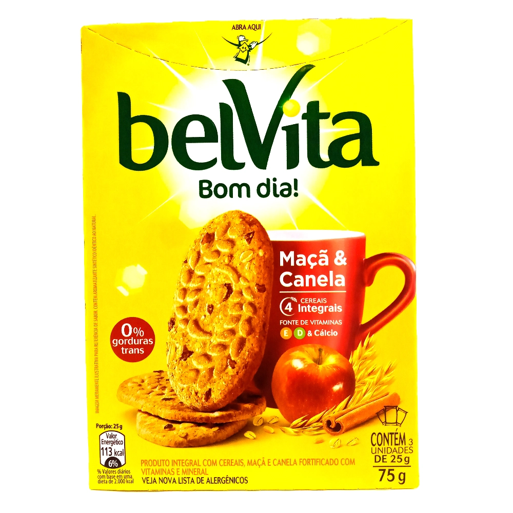 Biscoito Integral Maçã E Canela Belvita Caixa 75g 3 Unidades