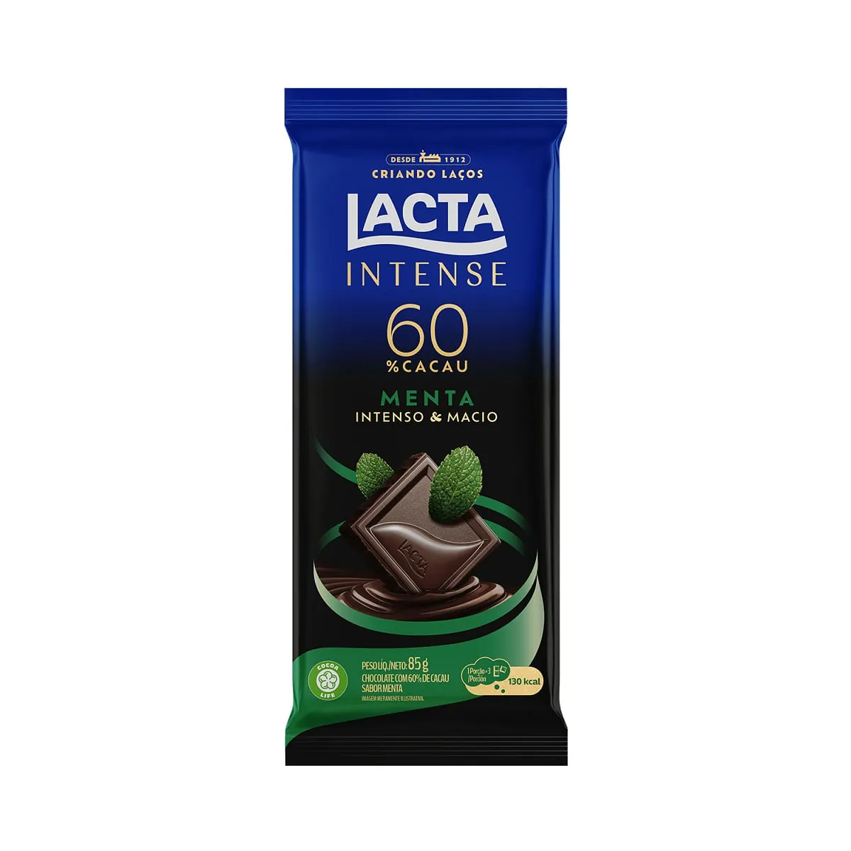 Chocolate Lacta Intense 60% cacau menta 85g