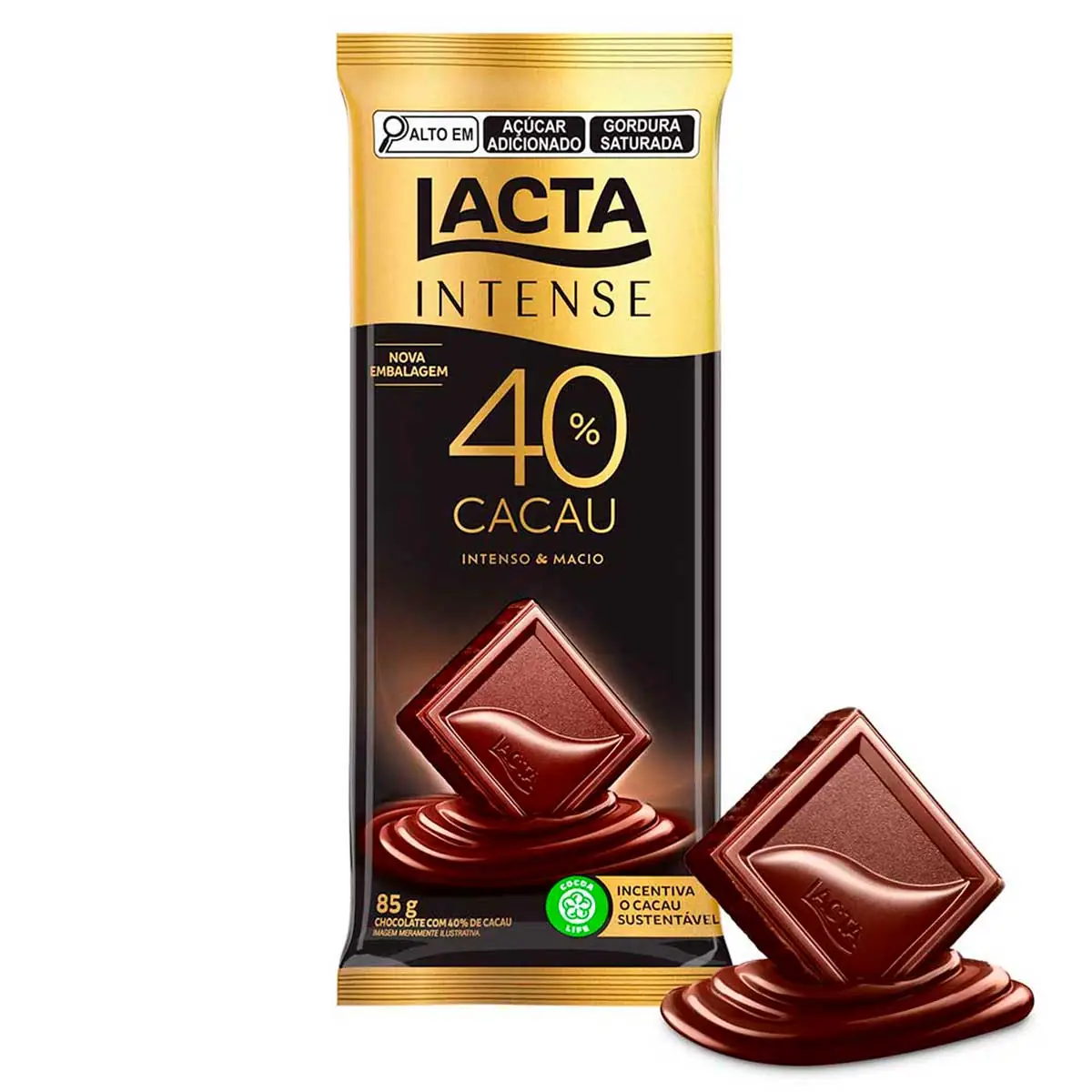 Chocolate Lacta Intense Meio Amargo 40% Cacau Original 85g
