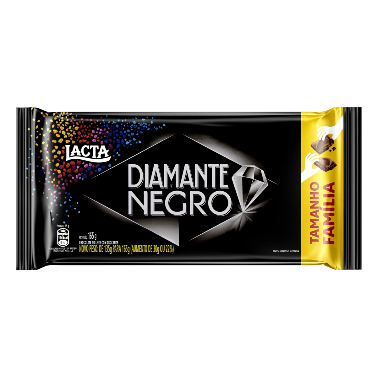 Chocolate Ao Leite Lacta Diamante Negro Pacote 165g Tamanho Família