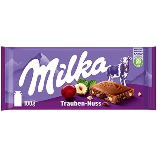 Chocolate Com Uvas Passas E Avelã Milka Pacote 100g