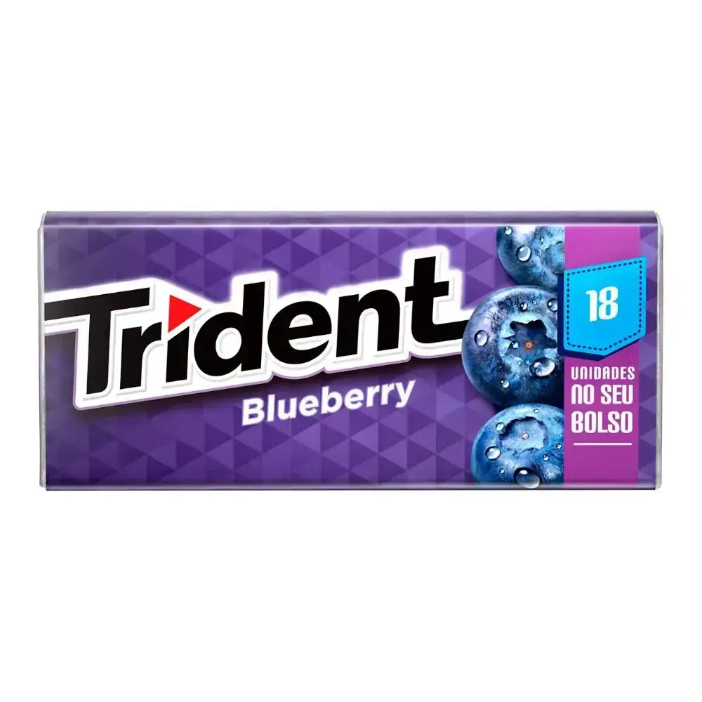Goma De Mascar Mirtilo Zero Açúcar Trident Caixa 30,6g 18 Unidades