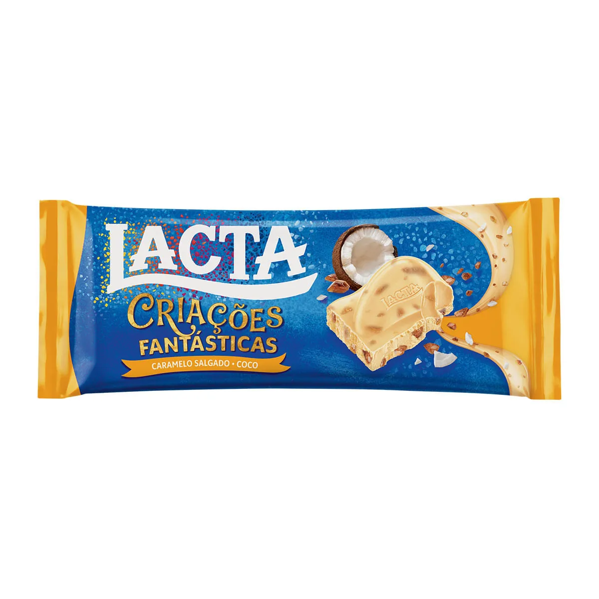 Chocolate Branco com Coco e Caramelo Salgado Lacta Criações Fantásticas 100g
