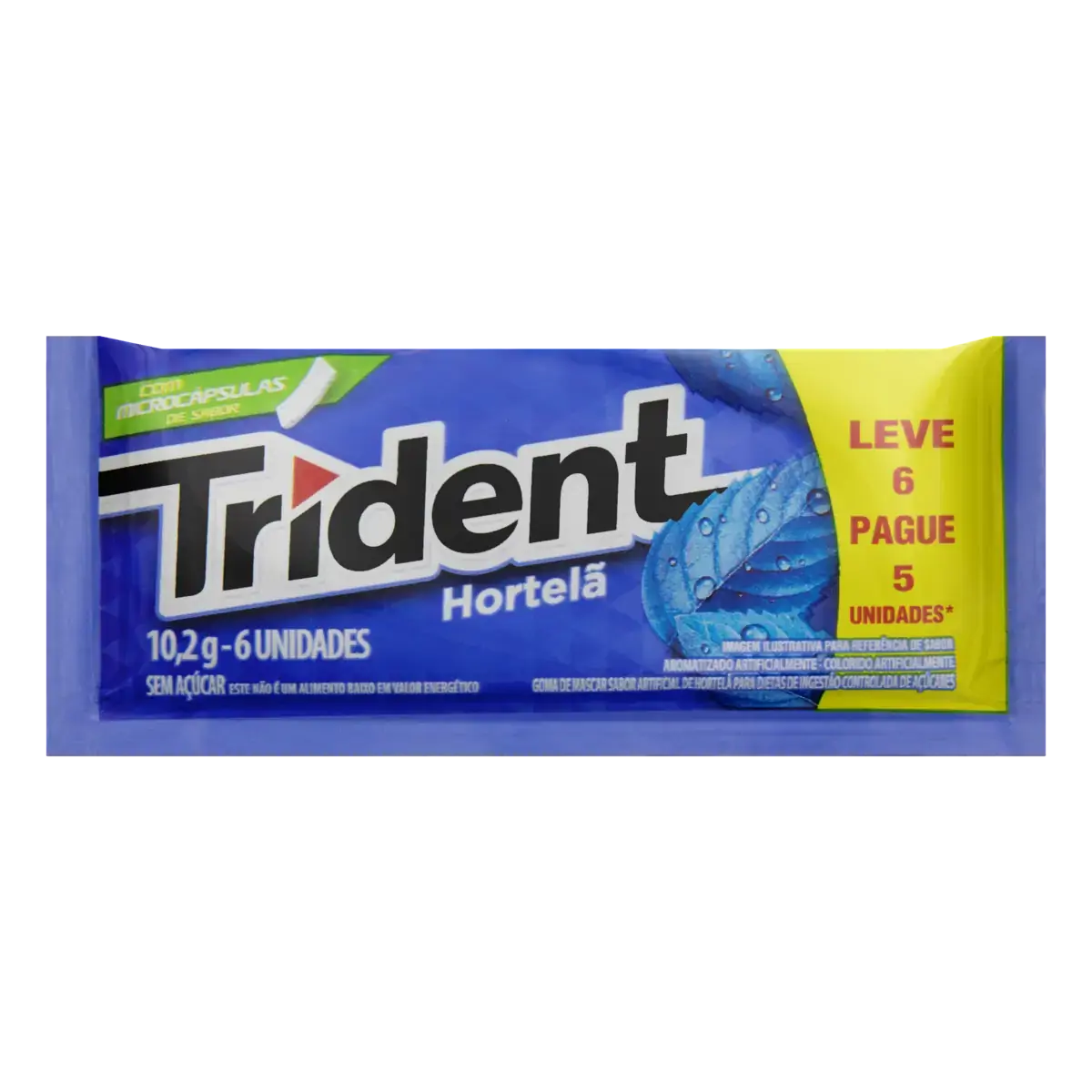 Goma De Mascar Hortelã Zero Açúcar Trident Envelope 10,2g Leve 6 Pague 5 Unidades