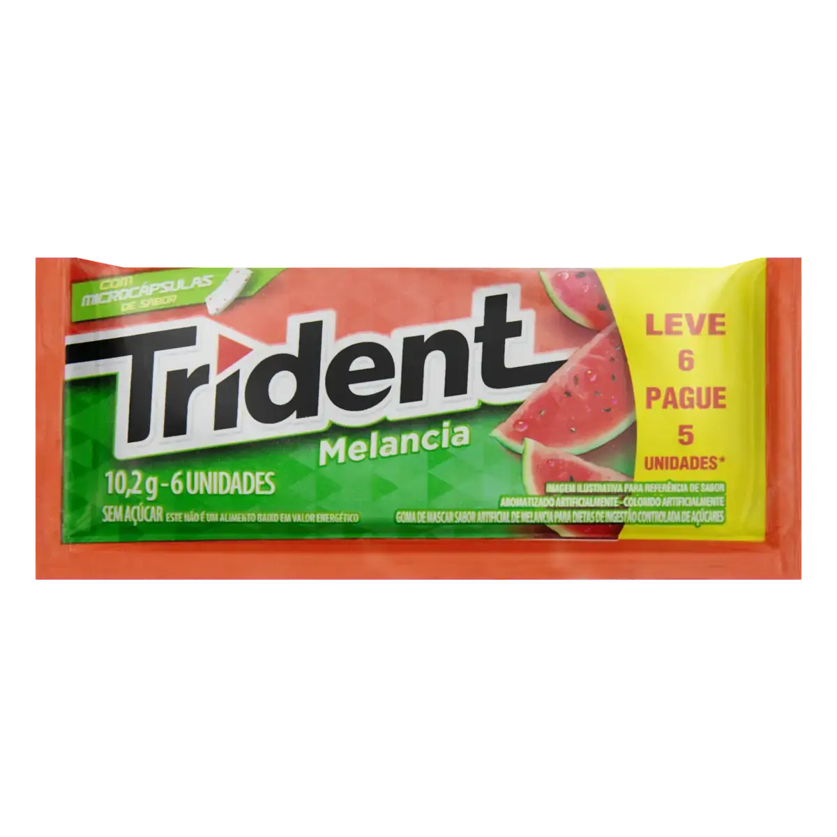 Goma De Mascar Melancia Zero Açúcar Trident Envelope 10,2g Leve 6 Pague 5 Unidades