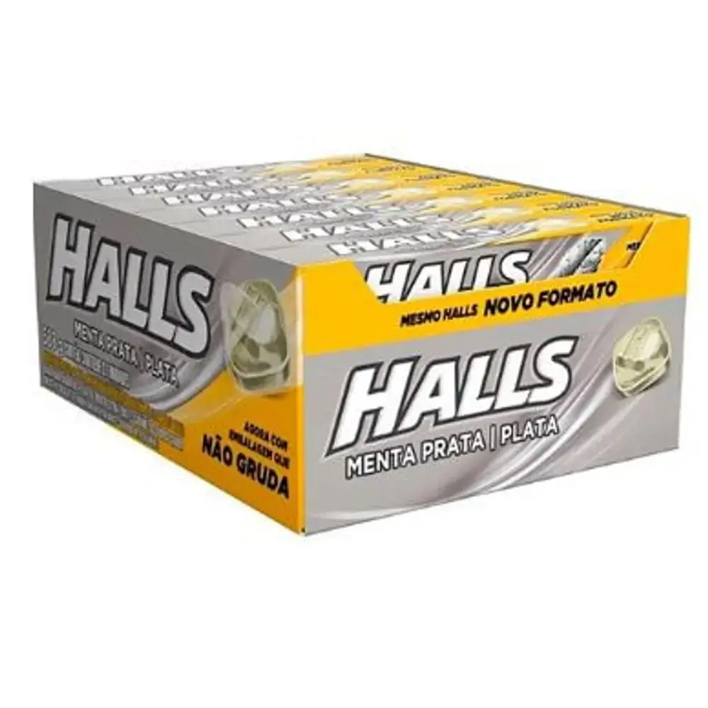 Bala Menta Prata Halls Pacote 28g