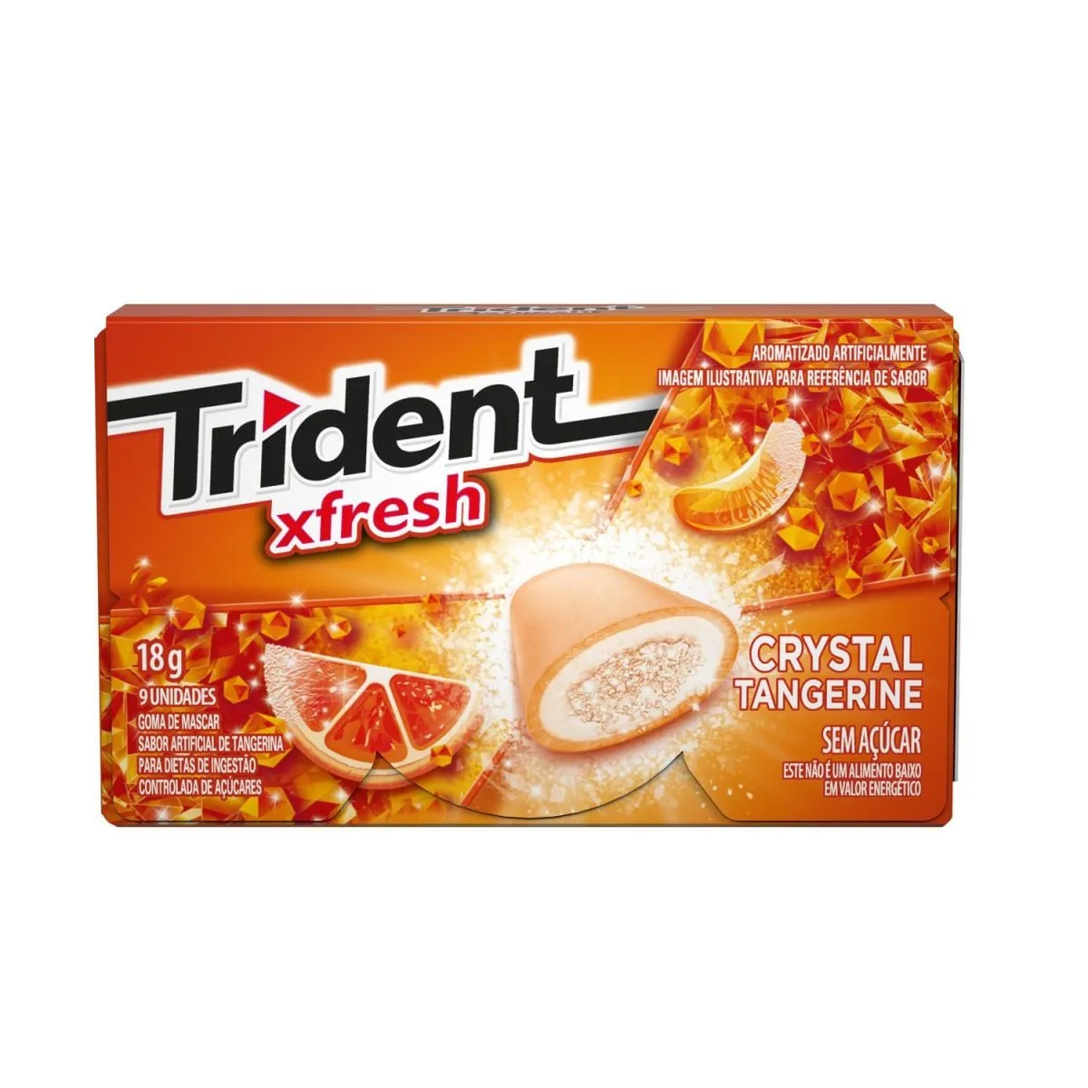 Goma De Mascar Tangerina Zero Açúcar Trident Xfresh Caixa 18g 9 Unidades