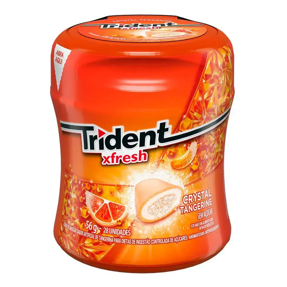 Goma De Mascar Tangerina Zero Açúcar Trident Xfresh Pote 56g 28 Unidades