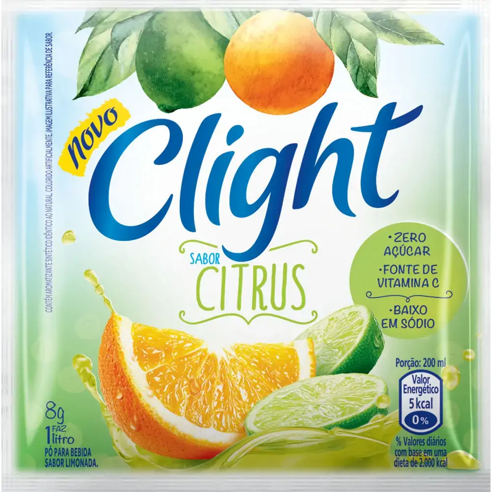 Refresco Em Pó Citrus Zero Açúcar Clight Pacote 8g