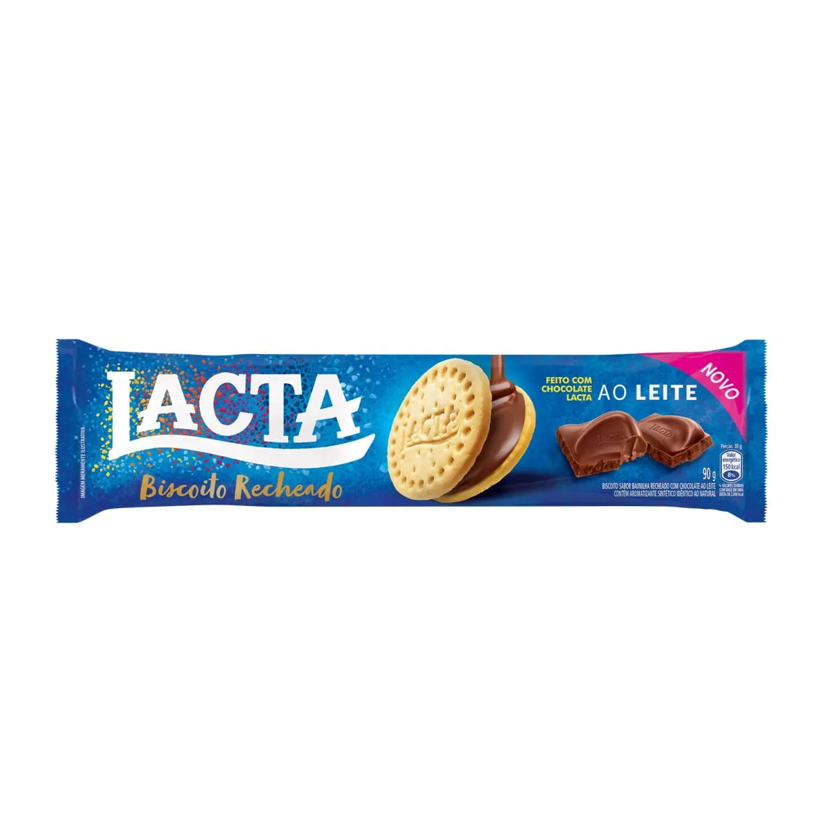 Biscoito Baunilha Recheio Chocolate Ao Leite Lacta Pacote 90g