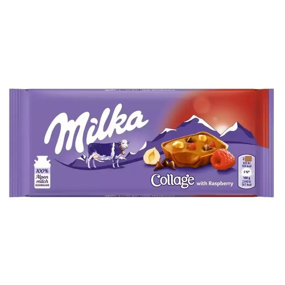 Chocolate Milka Collage Raspberry Framboesa e Avelã 93g