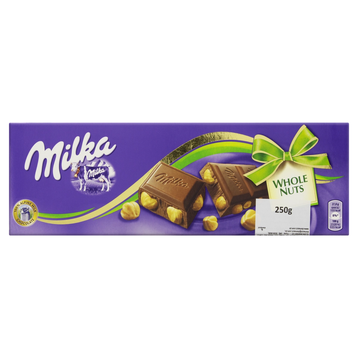 Chocolate Ao Leite Com Leite De Alfafa Com Avelãs Inteiras Whole Nuts Milka Caixa 250g