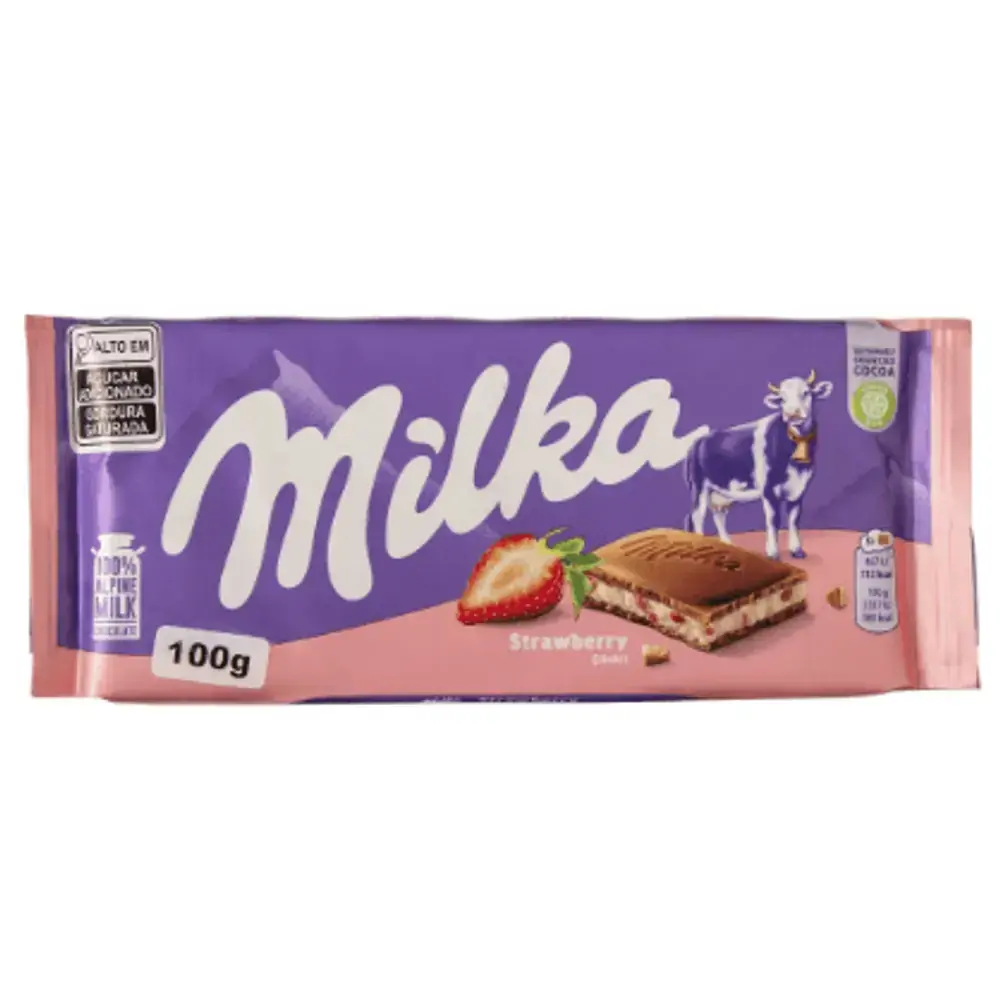 Chocolate Com Iogurte De Morango Milka Pacote 100g