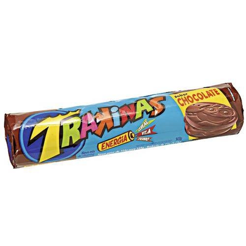Biscoito Com Recheio De Chocolate Trakinas Pacote 136g