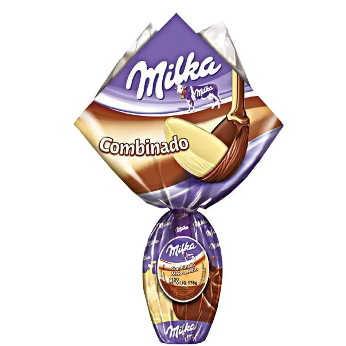 Ovo de Páscoa MILKA Chocolate ao Leite Meio Branco 177g