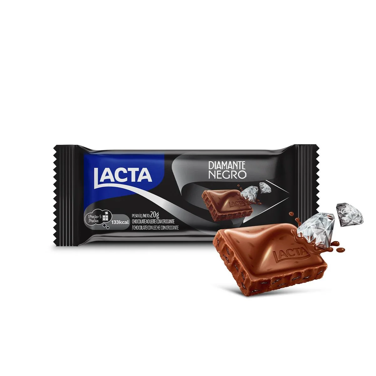 Chocolate ao Leite Lacta Diamante Negro 20g