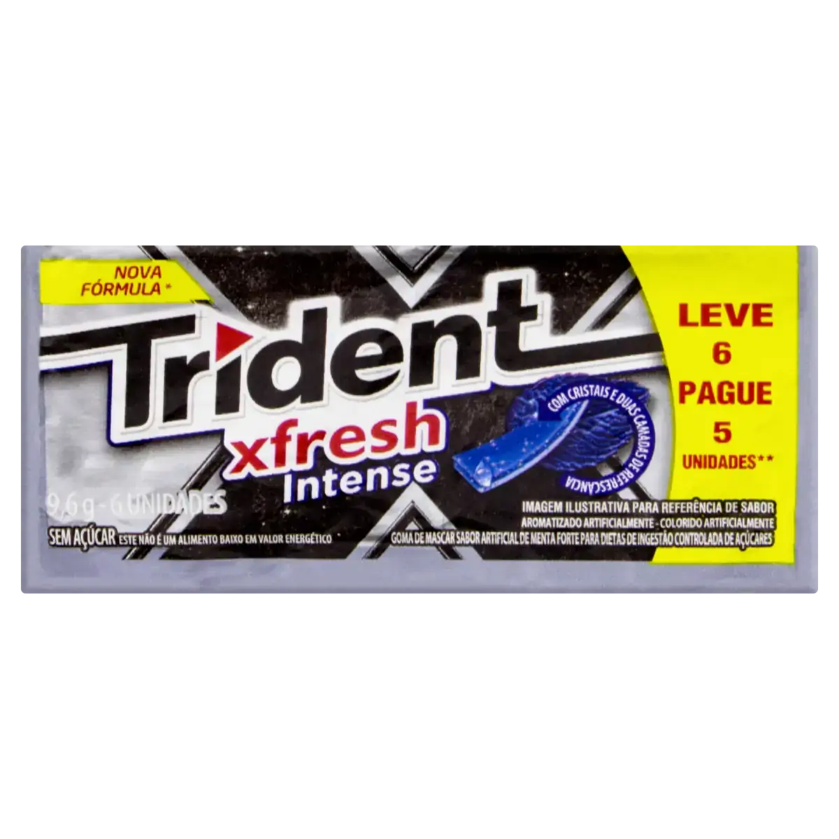 Goma De Mascar Menta Forte Intense Zero Açúcar Trident Xfresh Envelope 9,6g Leve 6 Pague 5 Unidades