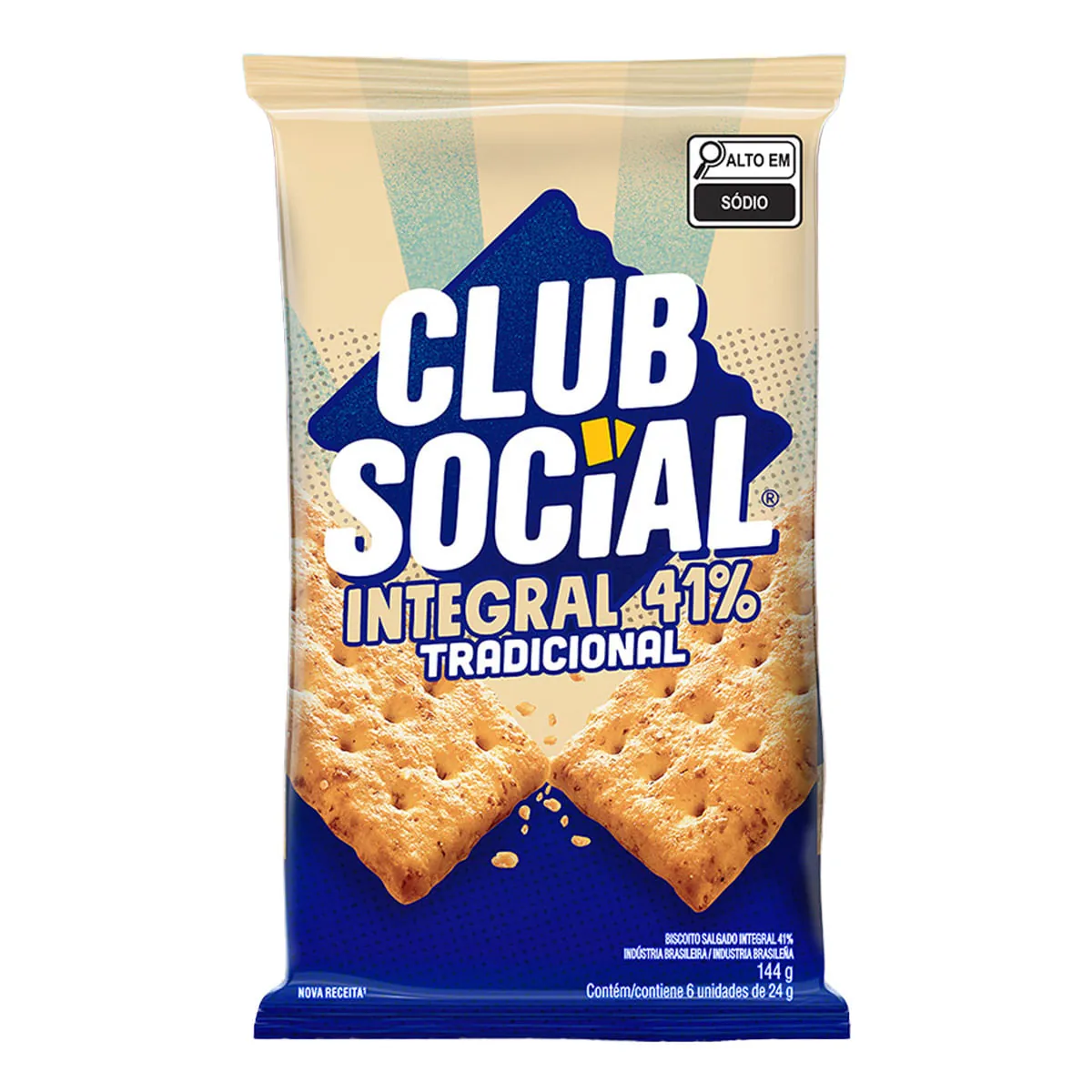 Biscoito Salgado Club Social integral multipack 144g